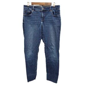 Chicos Jeans Womens 10 (1.5) Blue Denim Platinum Straight Raw Hem Ladies 32x29